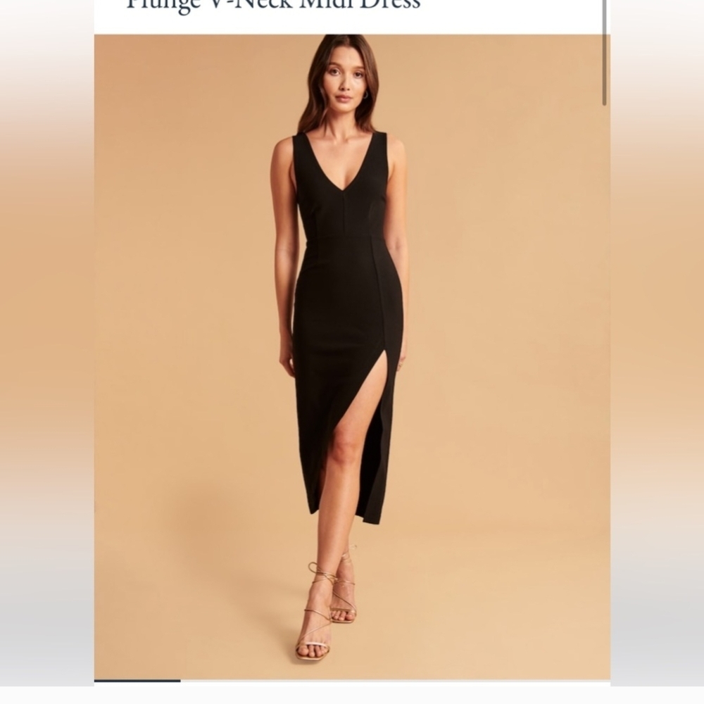 Abercrombie & Fitch Deep V Plunge Midi Dress